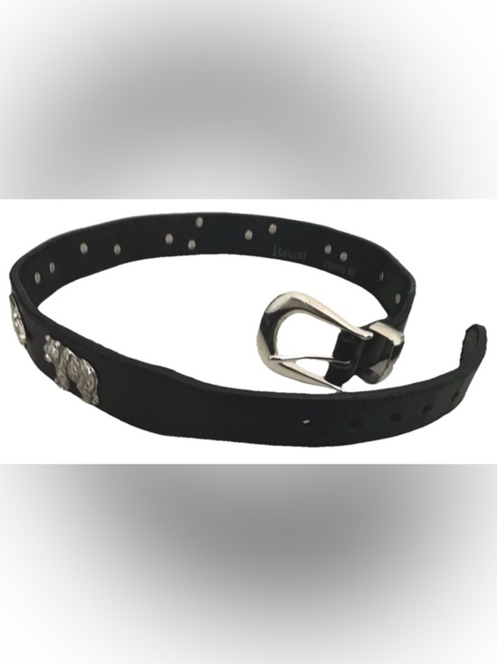 Vtg Brighton Honest 1992 Leather Black Belt Animals Solid Brass Size 28 main image 7